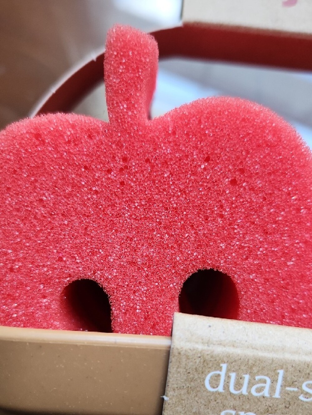NIB Joie Red Apple Dual-Sided Sponges with Tan Holder - Picture 4 of 5